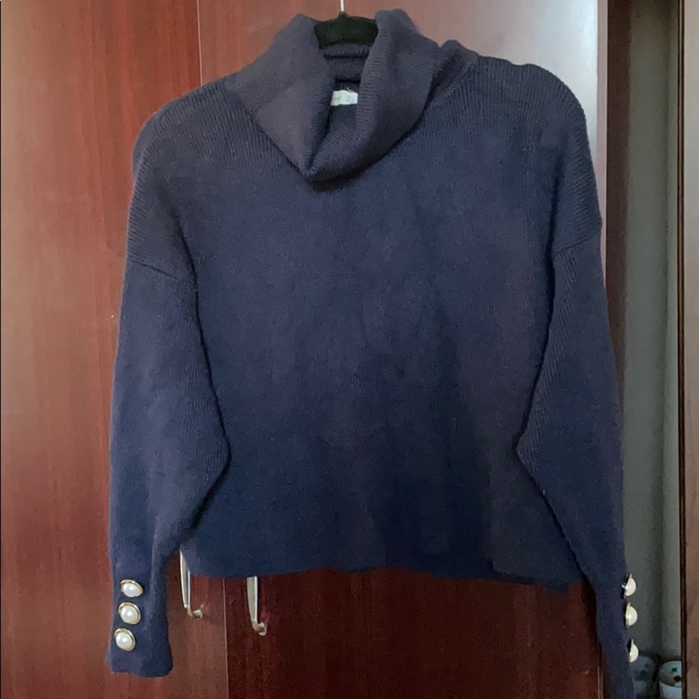 Zara navy blue cropped sweater